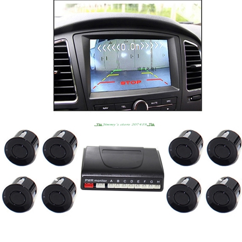 Parktronics coche sensores de aparcamiento/4/6/8 radares alarma sonda detector de RCA Video sistema muestra la distancia imagen asistencia ► Foto 1/6