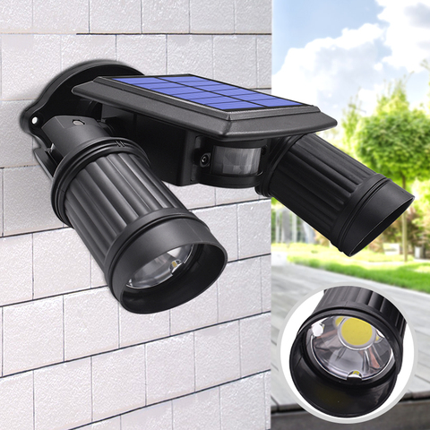 10 W Luz Solar COB led de doble cabeza ajustable de la lámpara seguridad foco de iluminación al aire libre jardín pared impermeable ► Foto 1/1