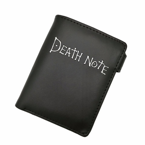 Death Note-cartera de cuero negro de Anime para hombre y mujer, tarjetero y soporte para fotos, monedero de diseño corto para regalo de Cosplay ► Foto 1/3
