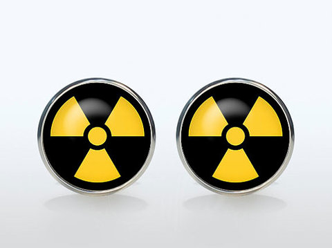 La radiactividad camisa gemelos símbolo de radiación Vintage de moda de marca de boda Chapado en vidrio brazalete regalo para hombre manga botón ► Foto 1/3