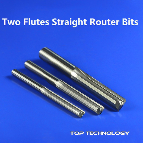 1 pieza 3.175mm SHK dos flautas herramientas de tallado recto doble flautas CNC Router Bits cortadores de grabado recto ► Foto 1/5