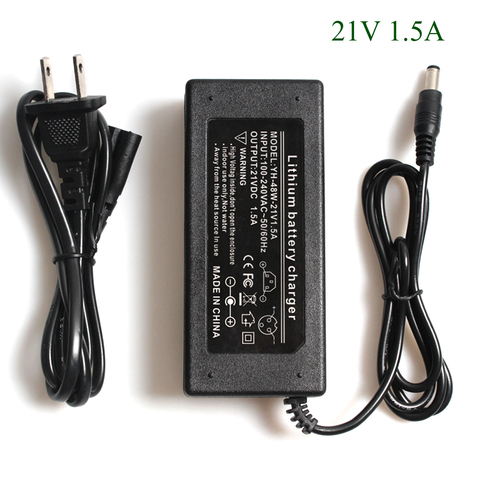 Cargador de batería de litio 21V 1.5A 5 Series 21V 1.5A cargador de batería de litio con luz LED Shows + Cable de alimentación de CA ► Foto 1/5