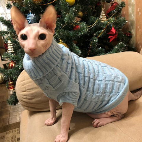 Navidad Gato ropa para gatos pequeños esfinge invierno cálido de punto de gato trajes de Jersey gatito abrigo chaqueta Gato ropa de perro ► Foto 1/6