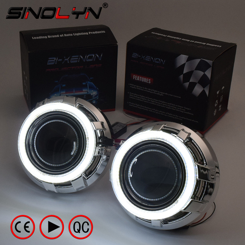 Sinolyn-lentes para faros delanteros Angel Eyes bi-xenón 3,0 Pro, proyector HID, retroadaptación COB LED, Halo, luces de coche, accesorios de Tuning DIY ► Foto 1/6