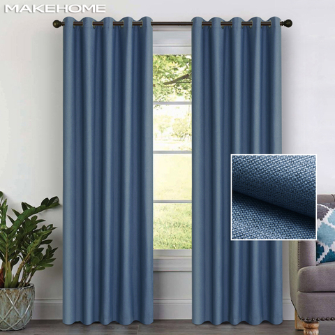 MAKEHOME-cortinas opacas de lino de imitación para dormitorio, modernas y sólidas, cortinas para sala de estar, para ventana, personalizadas ► Foto 1/6