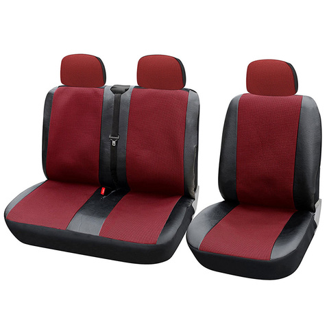 Fundas de asiento universales para furgoneta, 1 + 2, imitación de cuero, Color rojo, negro, azul y negro ► Foto 1/6