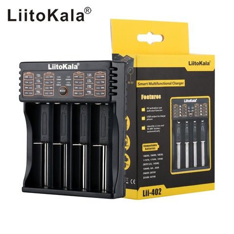 NUEVA LiitoKala lii-100 lii-202 lii-402 1.2 V 3.7 V 3.2 V 3.85 V A/AAA 18650 18350 26650 10440 14500 16340 cargador inteligente de baterías de NiMH ► Foto 1/6