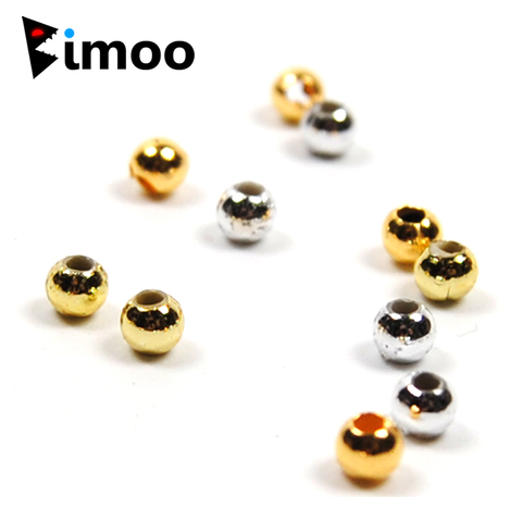 Bimoo-Cuentas de plástico hueco para atado de moscas, 300 Uds., 3mm, ninfa, Scud, Belly Eyes/Spinner, señuelo de cuentas, Color dorado y plateado ► Foto 1/4