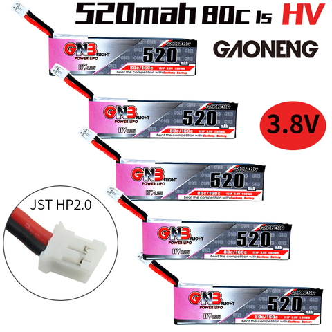5 uds Gaoneng GNB FPV baterías 520mAh 3,8 V 80C 1S HV 4,35 V PH2.0 macho Lipo batería para Emax Tinyhawk Kingkong LDARC pequeño ► Foto 1/6