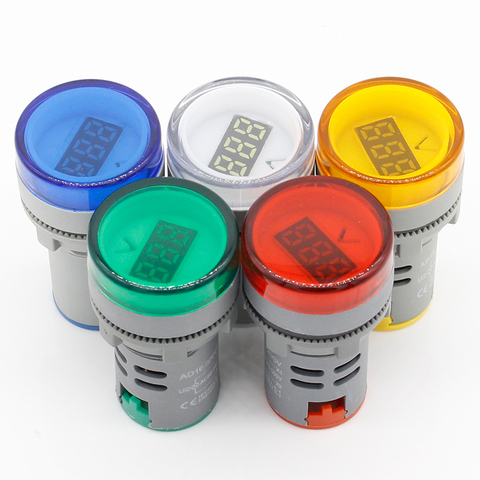1 piezas 22mm AC 60-500 V LED del voltímetro del metro del voltaje indicador luz piloto rojo amarillo verde blanco azul ► Foto 1/6