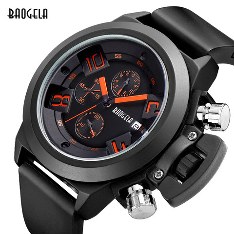 Baogela-reloj deportivo de cuarzo para hombre, cronógrafo de silicona, a la moda ► Foto 1/6