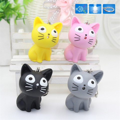 Nuevo dibujos animados Chi dulce gato casero muñeca LED sonido luz-Chi llavero de gato regalos de cumpleaños Festival 4 colores ► Foto 1/6