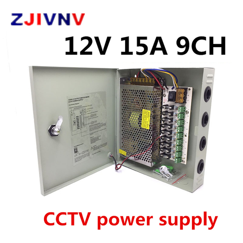 9ch Canal 12V 15a CCTV Caja De Alimentación/12 V 15a 180w Monitor fuente de alimentación AUTO-reinicio/interruptor fuente de alimentación 9 puertos CCTV cámaras ► Foto 1/1