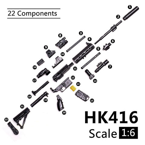 1:6 PUBG M416 HK416 Rifle pistola para montaje modelo de puzles de montaje edificio ladrillos para figura de acción ► Foto 1/6