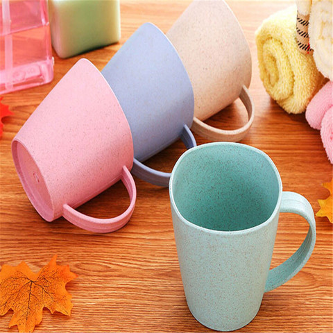 Taza de café, té, leche, bebida, taza de cepillo de dientes para el baño del hogar, tazas de té de plástico de estilo nórdico, taza de paja de trigo ecológica ► Foto 1/6