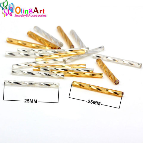 OlingArt-Tubo de Color dorado y plateado, 2,5x25mm, 45 g/lote, cuentas de semilla de cristal, accesorio DIY, fabricación de joyas ► Foto 1/5