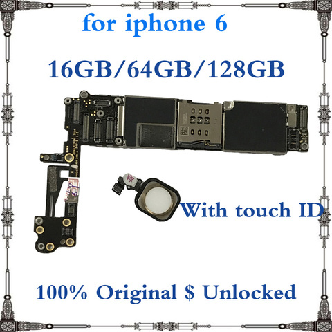 Para iphone 6, placa base desbloqueada de alta calidad con chips completos, placa base 16gb 64gb 128 gb, placa lógica Original con Sistema IOS ► Foto 1/6