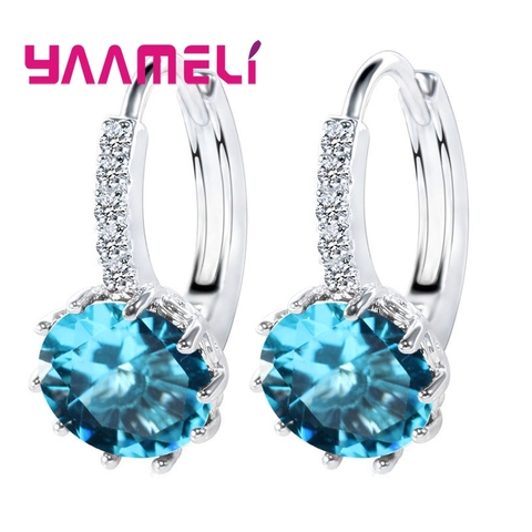 Pendientes de aro de Plata de Ley 925 para mujer, amuletos de zirconio cúbico de Color caramelo, joyería para mujer, accesorios de boda, gran oferta ► Foto 1/6