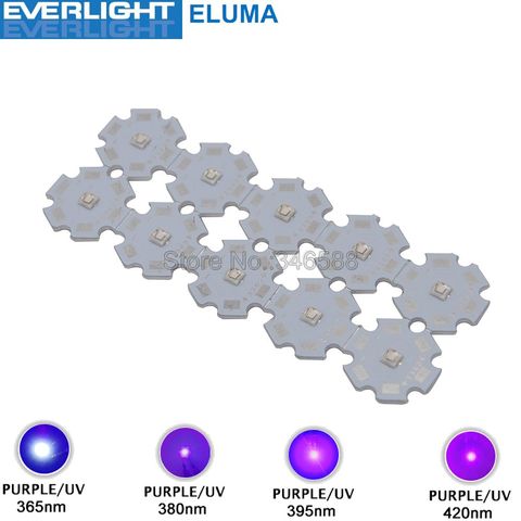 Euma-diodo emisor de luz LED de alta potencia, 3W, 365nm, 380nm, 395nm, 420nm, ultravioleta, 3535 Everlight, 8/12/14/16/20mm, PCB, 10 Uds. ► Foto 1/6