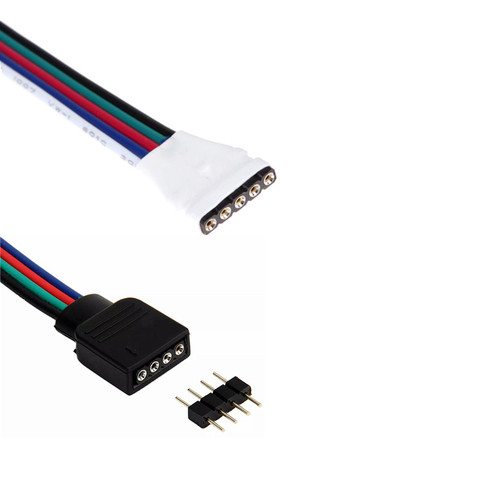 5 uds 4pin 5pin aguja macho y hembra de conector RGB Cable de alambre para RGB/RGBW Led tira de luz Cable de extensión de tira controlador ► Foto 1/6