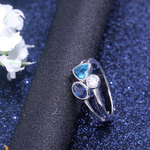 Huitan-anillos de piedra de Triple Color diferente para mujer, joyería femenina con Micro pavé, regalo de cumpleaños para niña ► Foto 1/4
