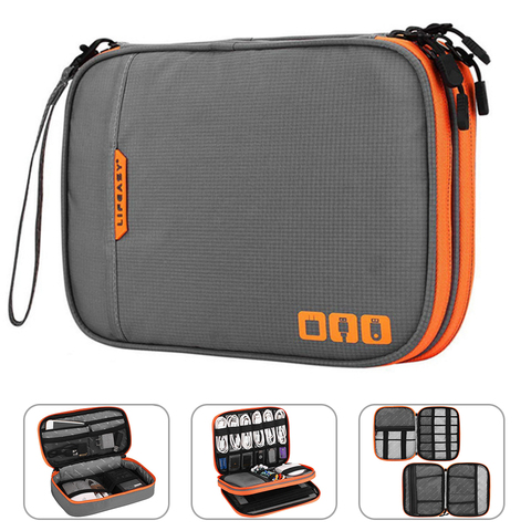 Estuche De Viaje de accesorios electrónicos portátiles, bolsa organizadora de Cables, bolsa de transporte para iPad,Cables, alimentación, unidad Flash USB, cargador ► Foto 1/6