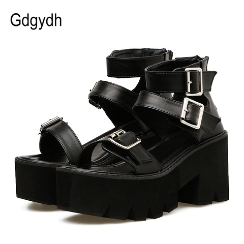 Gdgydh correa de tobillo de verano sandalias de mujer de moda zapatos de plataforma de Punta abierta tacones altos mujer negro único zapatos de fiesta 35 -40 ► Foto 1/6