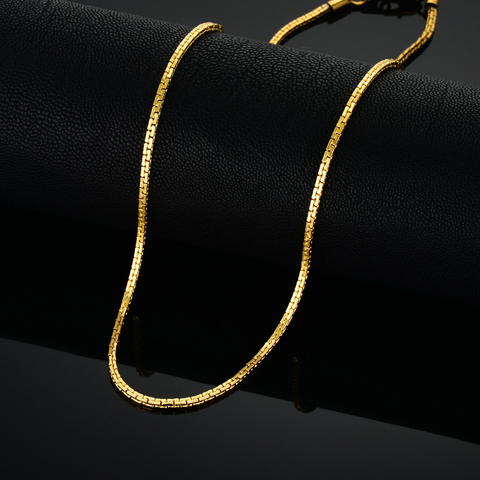 Cadena de oro de acero inoxidable para hombres y mujeres, Collar de cadena de acero inoxidable dorado, gargantillas de Collar clásico de Color dorado ► Foto 1/5