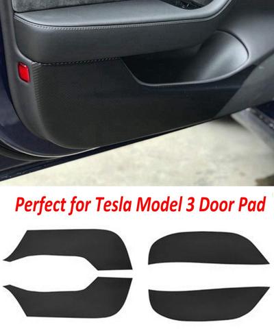 Pegatina de vinilo antipatadas para coche, Protector de Borde de puerta de fibra de carbono, 4 unids/set, versión actualizada, para Tesla Model 3 Door ► Foto 1/6