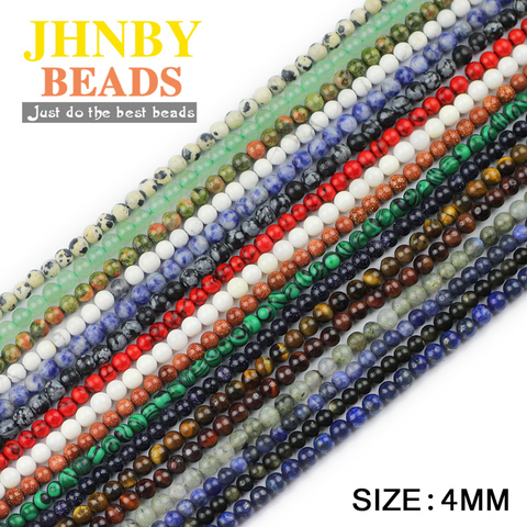 JHNBY 4MM Unakite sodalita malaquita Lapis lazuli obsidiana Lava piedra sol Natural redonda Bola de cuentas pulsera de la joyería de DIY ► Foto 1/6