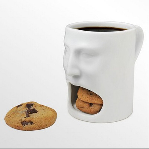 Taza con cara creativa de cerámica para galletas, taza con soporte para galletas ► Foto 1/3