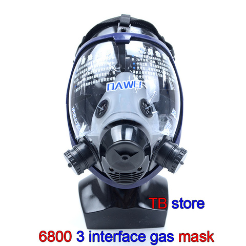 Máscara respirador de gas con 3 interfaces, mascarilla facial de gas esférica Super clara, mascarilla protectora de pulverización con filtro 3M/SJL, 6800 ► Foto 1/5