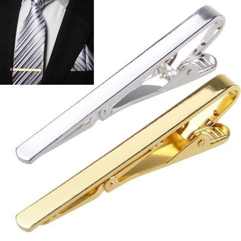 Pinza de Metal para hombre, broche de barra de corbata Simple, plata, oro, acero inoxidable, para negocios, Ma ► Foto 1/6