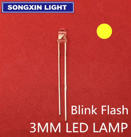 Danshan-Lámpara LED parpadeante de 3mm, luz parpadeante de 3mm, transparente, color amarillo, 5000, 100 Uds. ► Foto 1/1