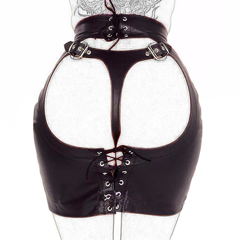 DOMI negro PU erótico vestido fetiche Mini juego adulto porno falda sexo bdsm bondage mujeres sexo juguete ► Foto 1/6