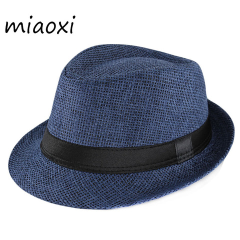 Miaoxi-sombrero de paja para el sol para niños, gorros casuales de paja, de colores sólidos, SN-002 ► Foto 1/6