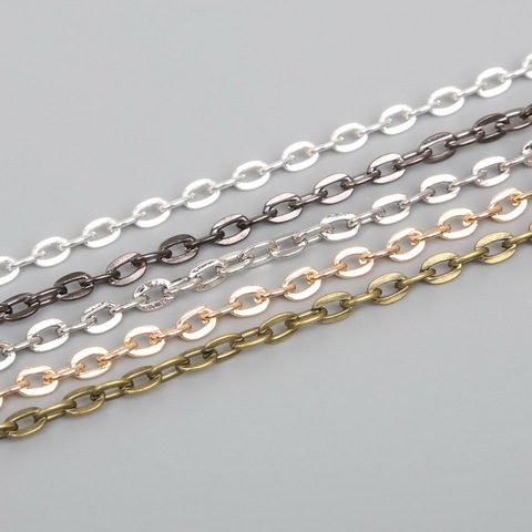 Cadenas chapadas en Metal para fabricación de joyas, collar de rodio/oro/bronce con ICONO, 5 m/lote, 5x4mm, envío gratis ► Foto 1/6