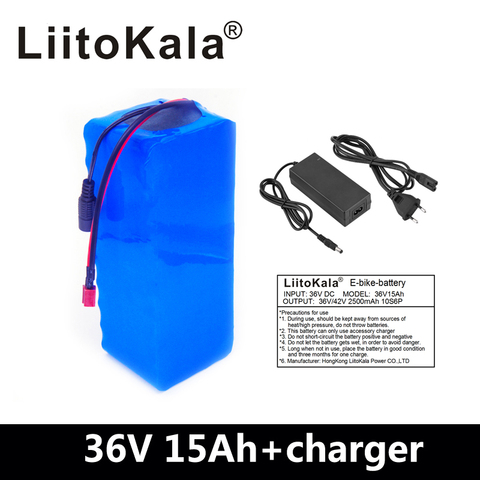 LiitoKala-Batería de bicicleta eléctrica, 36v, 15ah, 36V, 500W, 36V, 15A, BMS + cargador de 42v, 2A ► Foto 1/1