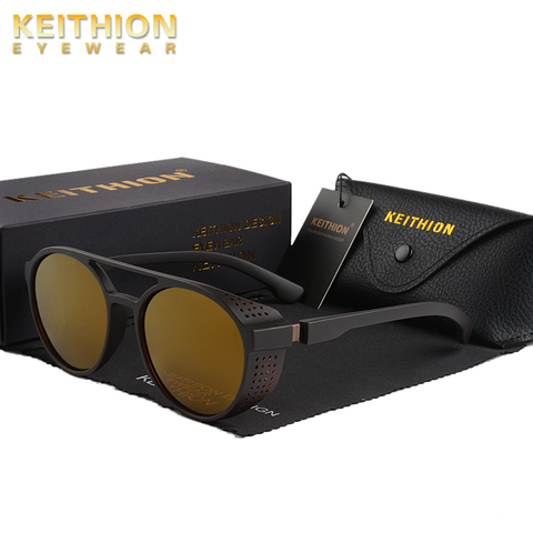 KEITHION-gafas De Sol redondas polarizadas para hombre y mujer, anteojos De Sol unisex De estilo Retro, De marca De diseñador, con protección UV ► Foto 1/6