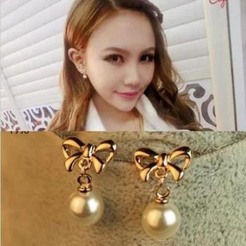 Nueva versión coreana de los Pendientes oro arco colgante perla Pendientes joyería Brincos Boucle D'oreille Pendante mujer Pendientes ► Foto 1/1