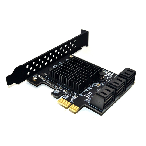 Chip Marvell 88SE9215, 6 puertos SATA 3,0 a tarjeta de expansión PCIe, adaptador PCI express SATA, convertidor SATA 3 con disipador de calor para HDD ► Foto 1/6