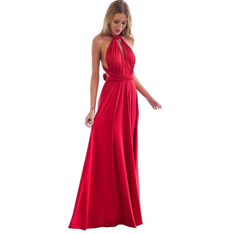 Vestido largo Bandage Convertible bohemio para mujer, vestido rojo, rojo, largo, infinito, para damas de honor, fiesta ► Foto 1/6
