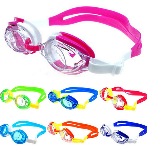 Colorido ajustable niños impermeable silicona Anti niebla UV Shield gafas de natación gafas con caja ► Foto 1/6
