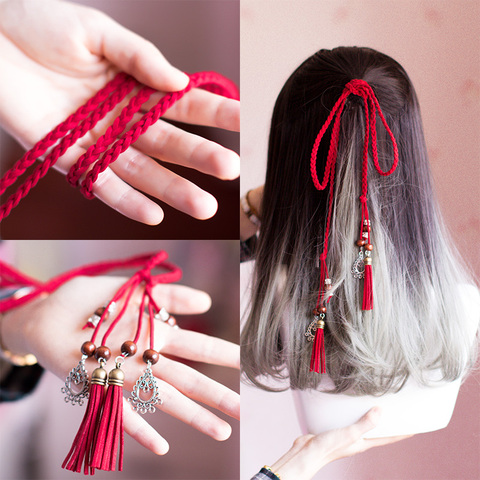 Hanfu-Cuerda de pelo con flecos para el pelo, traje antiguo, rojo, Retro ► Foto 1/5