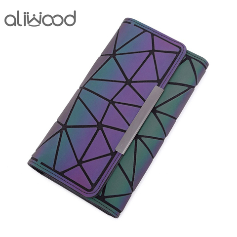 Aliwood-cartera de mano geométrica para mujer, cartera colorida láser, billetera luminosa, Tarjeta del bolso del teléfono ► Foto 1/6