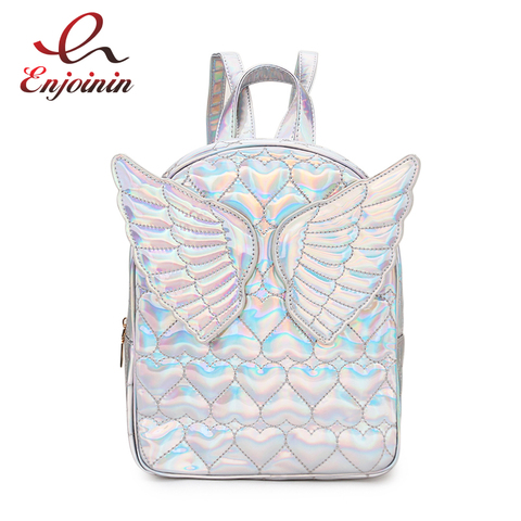 Deslumbrante Mini mochila decorada con alas en relieve de corazón para niña, bolso de hombro, Bolsa de viaje, mochilas escolares para chica adolescente ► Foto 1/5