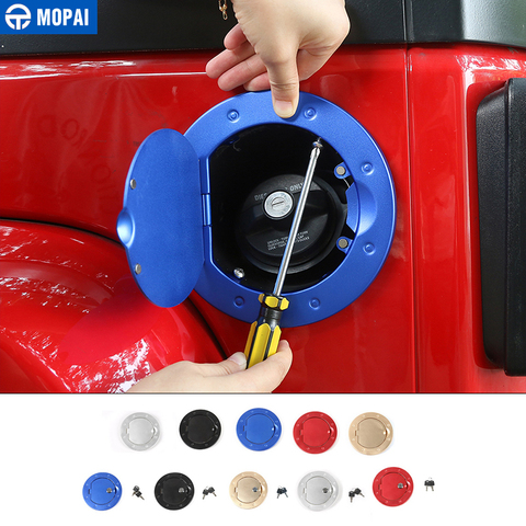 MOPAI de aleación de coche de aluminio de Gas de aceite de tapa de cubierta de tanque de combustible con llave para Jeep Wrangler JK 2007 coche accesorios de estilo ► Foto 1/6