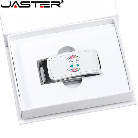 JASTER-lápiz de memoria Usb de cuero con Logo gratis, 64GB, 32GB, 4GB, 8GB, 16GB, Caja Blanca, más de 10 Uds. ► Foto 1/6