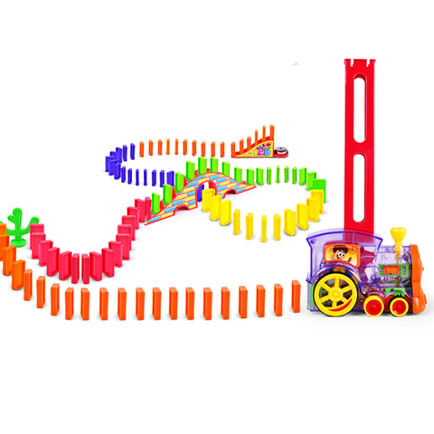 Motorizado dominó tren coche Kit puente set con 120 dominó inteligencia educativa juguetes Navidad cumpleaños regalo para niños niñas ► Foto 1/6