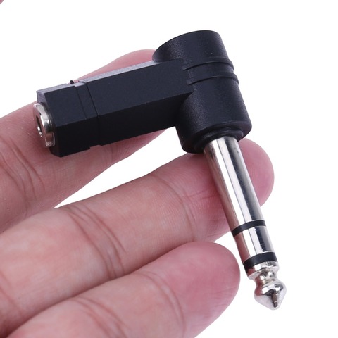 Adaptador de Audio para altavoz estéreo, convertidor de conector TRS, 90 grados, 3,5mm, hembra a 6,35/6,5mm, 1/4 